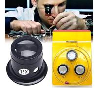 4-Piece Watch Magnifier Loop Set with 5X, & 15X Triple Magnification for Jewelry Repair, Watchmaking, and Hand Tool Use - Plastic L