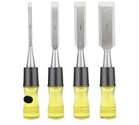 4 Piece Wood Chisel Set for Woodworking, CR-V Steel Beveled Edge Blade, PVC High Impact Handle Wood Chisel Hand Tool for Wood Carving