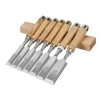4-Piece Wood Chisel Set - Professional Carpentry Chisels 6/12/18/24mm with Walnut Handles & Leather Pouch(6pcs 8/14/16/18/30/38mm)