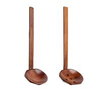 4-Piece Wooden Long-Handled Large Spoons, Japanese Ramen Spoon ，Tortoise Shell Spoon, Kitchen Dinner for Tableware Set Eating Mixing Stirring Cooking Accessories