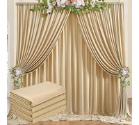 4 Pieces 1.5 x 3 cm Beige Background Curtains for Wedding Party 100% Polyester Wrinkle Free Beige Background Curtains for Birthday Christening Baby Shower Bridal Shower Photo Wall