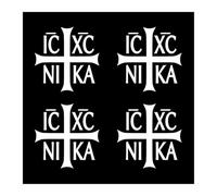 4 Pieces 10x10CM Vinyl Decal Наклей "Orthodox Christianity Ic XC Ni Ka" Car Sticker Waterproof Auto Decors Without Background(30300 White)