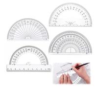 4 Pieces 180° Protractor, Mathematical Plastic Protractor, Mathematics Geometry Tool Supplies for Office, School, Home Classroom, Students, Transparent Plastic Protractor, 180 Geometric Protractor