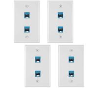 4 Pieces 2 Port Ethernet Wall Plate, RJ45 Cat6 Female to Female Jack Inline Coupler Face Plates