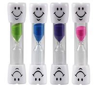 4 Pieces 3 Minute Toothbrush Sand Timer for Kids, Assorted Colors Tooth Shape Timers Plastic Hourglass for Proper Tooth Brushing Boys Girls Oral Care