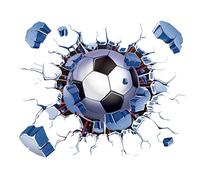 4 Pieces 3D Football Wall Stickers, Self-Adhesive Billiard Basketball Soccer Stickers, Break Through The Wall Artwork Decor, Art Decoration Accessories for Kids Bedroom Playroom (A)