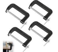 4 Pieces 4 Inch/105mm G Clamp, Heavy Duty Steel Screw Clamps for Woodwork, Industrial Strength C-Clamp Set, Black Cast Iron G Clamps for Woodworking, Welding, Metalwork, Automotive Repair and Building