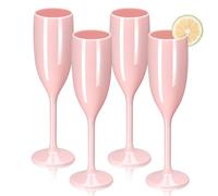 4 Pieces 5.4 OZ Plastic Champagne Flutes Reusable Wine Glasses Vintage Unbreakable Plastic Gin Glasses Drink Glasses Water Goblets for Parties Weddings Christmas Birthday