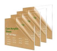 4 Pieces 5" x 7" Cast Plexiglass Sheet -1/8"Thicknesses Clear Acrylic Sheet Clear Plastic Sheet, for Sign,Craft, Photo Frame, DIY Display Projects, Cut with Engraver, Power Saw, Laser or Hand Tools