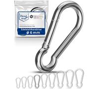 4 Pieces 6-mm Stainless Steel snap Hook Without Thimble Made of V4A Robust Shape Without Eye Breaking Load 900 kg snap-on Hooks fire Brigade Carabiner 316 6x60-mm A4