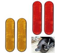 4 Pieces 70 × 20 × 8 mm Motorcycle Bike E4 Reflector, Reflective Reflective Reflectors, Rectangular Self-Adhesive, Cat's Eye Reflector for Motorcycle, Bicycle, Scooter (2 × Red, 2 × Yellow)