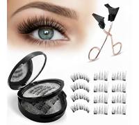 4 Pieces & 8 Half Pieces Magnetic Lashes, Natural Look False Eyelashes with Applicator Reusable Waterproof No Glue Easy Apply for Daily Makeup