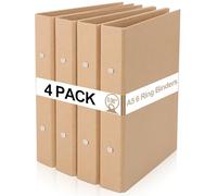 4 Pieces A5 Kraft Folder, A5 6 Ring Binder Kraft Paper, 17.5x23.3cm, Refillable Ring Binder Folder, Multi-Purpose Storage Binder for 6/11 Hole Notebook Diary Journal Inserted Sheets, Office Supplies