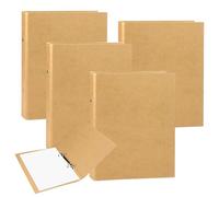 4 Pieces A5 Ring Binder 235 x 175 mm, Refillable A5 2 Ring Binders Folders Kraft Multi-Purpose Storage Binder for Office, Home, School Desk (Brown)