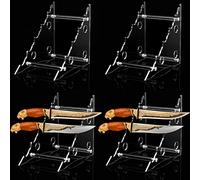 4 Pieces Acrylic Knife Display Stand Pocket Knife Display Case Desktop Knife Stand Display Decorative Knife Holder Fixed Knife Holder for Table Decoration