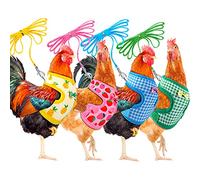 4 Pieces Adjustable Chicken Harness with Leash Elastic Comfortable Hen Pet Vest with Matching Belt Breathable Fruit Print Duck Harness Set for Chicken Duck Goose Training Walking