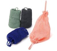 4 Pieces African Exfoliating Net, Shower Bathing Sponge, Nylon Body Back Scrubber, Stretch Length to 36 Inch