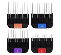 4 Pieces Animal Stainless Steel Attachment Guide Guard Combs for A5 Style Detachable Blade Pet Groomers, 1/8", 1/4", 3/8", 1/2" Compatible with Wahl KM Series Andis AG BG Oster A5 A6 Animal Clippers