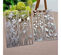4 Pieces Background Flower Frame Metal Cutting Dies 3D Rectangle Dies Leaves Shape Embossing Scrapbooking Dies Cuts Stencil for DIY Bookmark Album Decoration Card Making