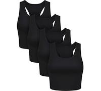 4 Pieces Basic Crop Tank Tops Sleeveless Racerback Crop Sport Top for Women (Black,Medium)