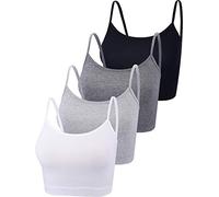 4 Pieces Basic Crop Tank Tops Sleeveless Racerback Cropped Cami Tops Sport Cotton Top for Women (Color Set 4, Large)