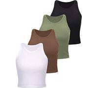 4 Pieces Basic Crop Tank Tops Women Racerback Crop Tops Cotton Sport Crop Tops for Girls Lady Daily Wearing