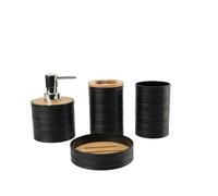 4 Pieces Bathroom Accessories Decorative Soap Dispenser Mouthwash Cup Bath Accessory Complete Set for Countertop Vanity for Kitchen and Bathroom(Black)