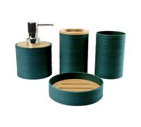 4 Pieces Bathroom Accessories Mouthwash Cup,Bathroom Decor Modern, Soap Dish Bath Accessory Complete Set for Bathroom Vanity, dark green