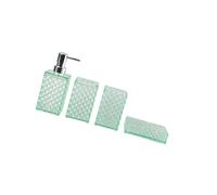 4 Pieces Bathroom Set With Diamonds Pattern Textured Surfaces Storage Organizers For Vanity Tub Area Geometric Transparent Bath Accessory Organizers