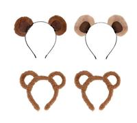 4 Pieces Bear Ears Headband, Chipmunk Ears Headband, Fancy Dress Accessories for Halloween, World Book Day & Cosplay Party, Cute Fluffy Ear Headbands for Daily Face Care, Facial Washing and Make-Up