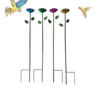 4 Pieces Bee Watering Stations, 23.63 Inch Metal Vivid Flower Bee Water Feeder, Bee Watering Cups, Bee Drinking Cups for Garden, Colorful Bee and Butterfly Watering Stations for Garden Yard Decor