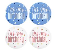 4 Pieces Birthday Pin Badge "It's My Birthday" Round Tinplate Brooch, Award Ribbon Lapel Pin Party Decoration for Adults, Kids, Men and Women
