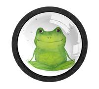 4 Pieces Black Round Cabinet Knobs, Drawer Knob, Cute Frog Mosquito
