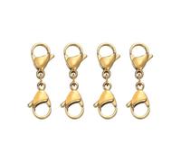4 Pieces Bracelet Extender Gold with Mini Double Lobster Hooks, Snap Closures for Keychains, Clasps for Bracelet Making DIY Jewellery Connector Kit， Replacement Fasteners for Craft Use (Gold)