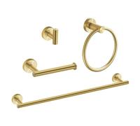 4 Pieces Brushed Gold Bathroom Hardware, NSCMQSL Bathroom Accessories Set Includes Toilet Paper Holder Towel Ring Robe Hook Wall Mounted