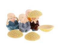 4 Pieces Buddha Monk Figures Decorative Ornamental Figurines Realistic Resin Traditional Chinese Inspiration Suitable for Living Room, Style 3, Small