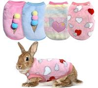 4 Pieces Bunny Clothes for Rabbits- Small Animal Guinea Pig Warm Vest Clothes Costume Soft T-Shirt for Kitten Ferret Chihuahua Puppy Mini Dog and Small Animals (XXS) (XS)