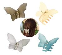 4 Pieces Butterfly Hair Claw Clips Medium Acrylic Non-Slip Hair Clasp Claw Comfortable Strong Grip Vintage Hair Clamps for Women Girls Fashion Accessories