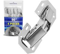 4 Pieces Cabinet Hinges with 90° Opening Angle - Kitchen Cupboard Hinges with Pressure Spring is Made of Nickel Plated Steel - Warranty 10 Years - MONTERAL