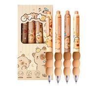4 pieces Capybara Retractable Pens, Gel Pen Set, Erasable Ballpoint Pen Set with Animal Head Ball at the End for Removing the Ink Ballpoint Pen Blue - Diameter of Lead 0.5