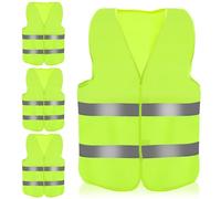 4 Pieces Car High Vis Vests, Men's hi Viz Vests Yellow, High vis Vest for Night Traffic Rescue, Outdoor Running, Motorcycle Bicycle Drivers with Reflective