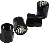 4 pieces Car Valve Caps for Alfa Romeo,Premium Leak-Proof air nozzle cap Dust Caps fit protecting Tyres Rims Accessories,Black