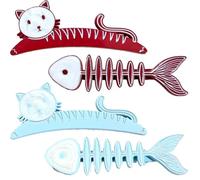 4 Pieces Cat and Fish Hair Clip Set for Women - Fun and Practical Bangs Hair Accessories, Decorative Barrettes for Everyday Wear and Special Occasions (Blue Red)