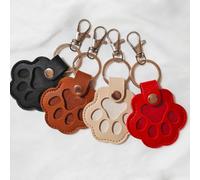 4 Pieces Cat Hair Memorial Keyring, Dog Hair Memorial Keepsake, Cute Leather Paw Keepsake Keyring, Pet Hairs Storage Pouch, For Wallet Bag Mobile Phone