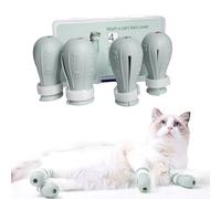 4 Pieces Cat Scratch Cover for Nursing Rehabilitation Cat Boots for Cats Only, Adjustable Cat Bathing Gloves (Grey)