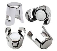 4 Pieces Champagne Stopper, Stainless Steel Vacuum Sealed Wine Sparkling Bottle Closure Sealer Silver