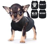 4 Pieces Chihuahua Clothes Dog Clothes for Small Dogs Boy Summer Teacup Yorkie Spring Letter Security Pet Shirts Soft Puppy Cloth Tiny Doggie Outfit Pet Cat Clothing XXS Black