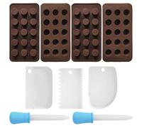 4 Pieces Chocolate Molds with 3 Pieces White Scrapers and 2 Pieces Blue Droppers, Baking Utensils, Silicone Molds, Candy Molds