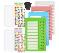 4 Pieces Chore Chart, 12x20cm to Do List Checklist Board with 10 White Cards and 2 Alphabet Atickers, Reusable Daily Schedule Behavior Chart, DIY Checklist Board for Planner Schedule Remind