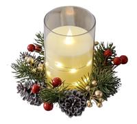 4 Pieces Christmas Candle Ring, Artificial Red Berry and Pinecone Candle Holders, Christmas Garland Candle Ring for Shelf, Door Handle, Window, Dinner Table, Mantel